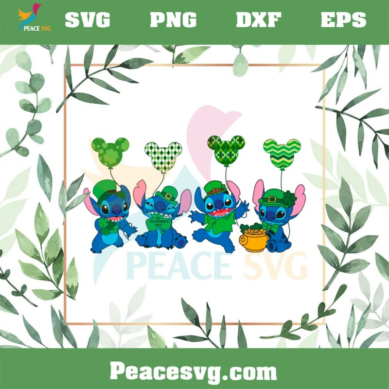 St Patrick’s Day Cute Stitch Ballon SVG Files Silhouette DIY Craft