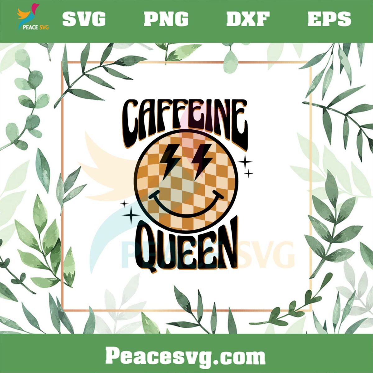 Grovy Caffeine Queen Smiley Face SVG Funny Coffee Lover SVG