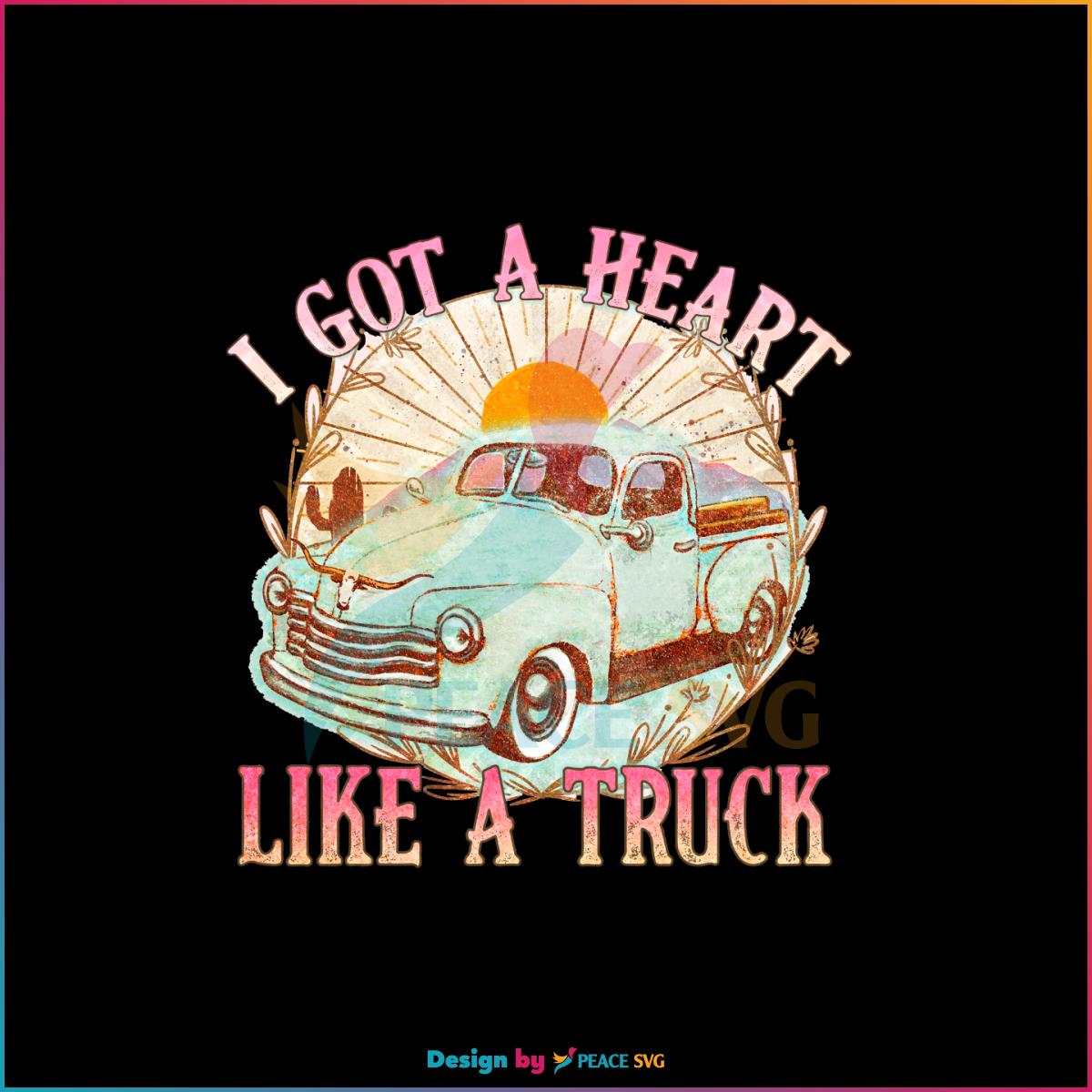 Heart Like A Truck Western Boho Sunset Desert PNG Sublimation Designs