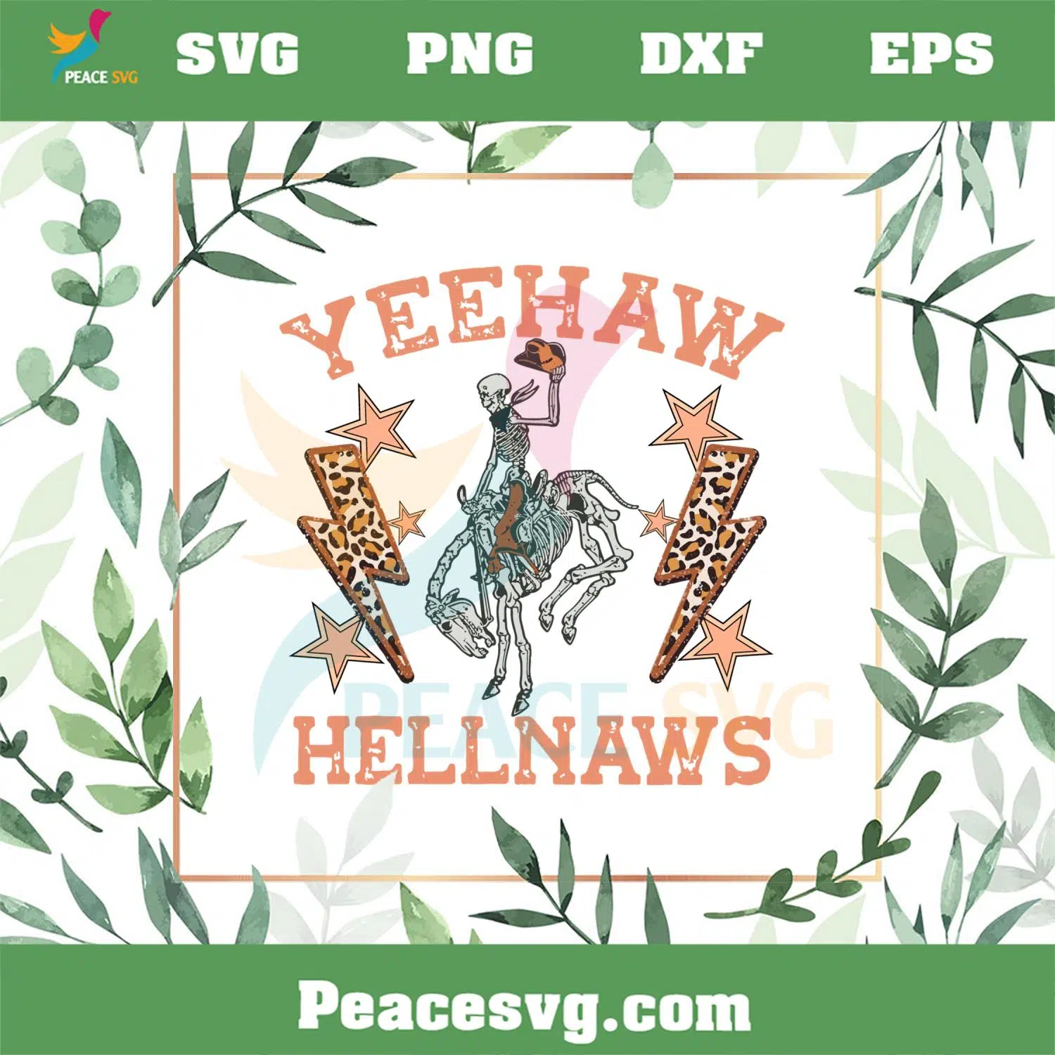 Yeehaw Hellnaws Western Skeleton Cowboy Riding SVG Cutting Files