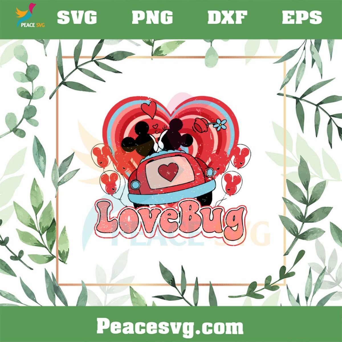 Valentines Day Mickey Minnie Love Bug Svg Graphic Designs Files