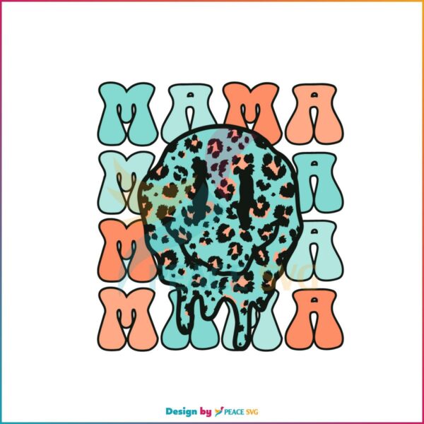 Groovy Leopard Smiley Face Mama SVG Graphic Designs Files