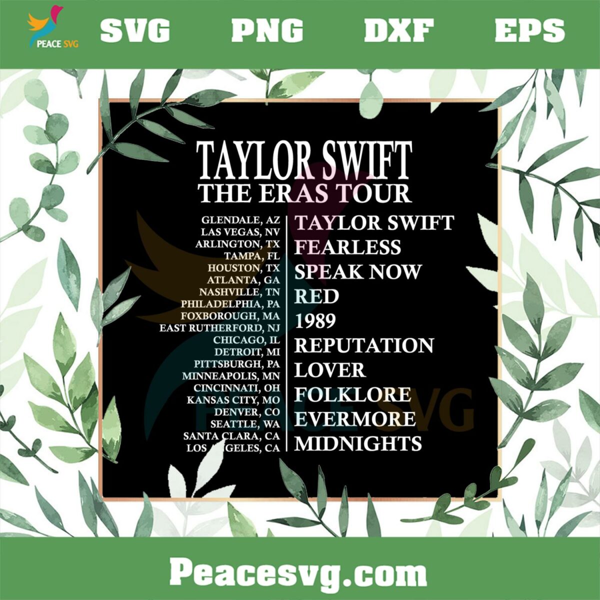 Taylor Swift The Eras schedule Tour SVG Graphic Designs Files