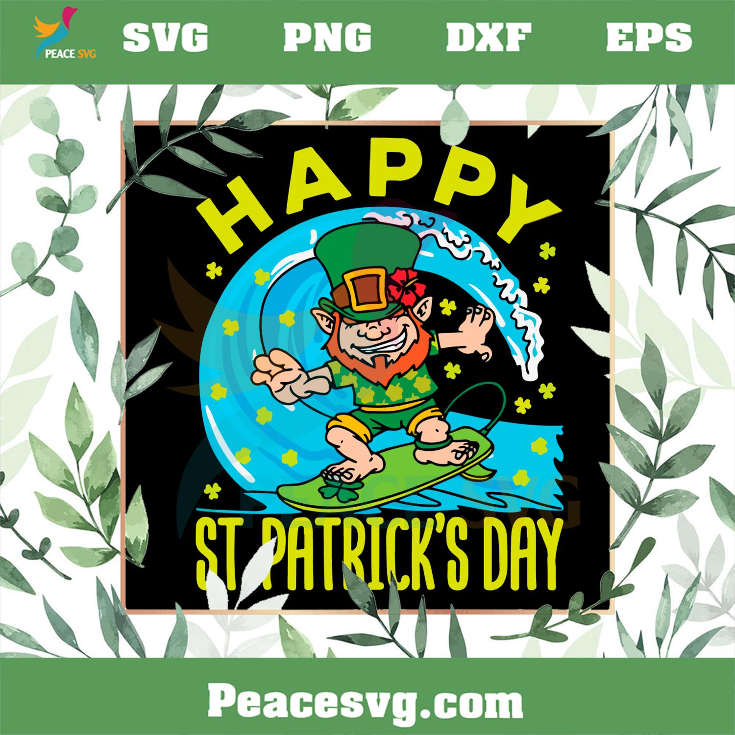 Hawaiian Surfing Leprechaun St Patrick’s Day SVG Cutting Files