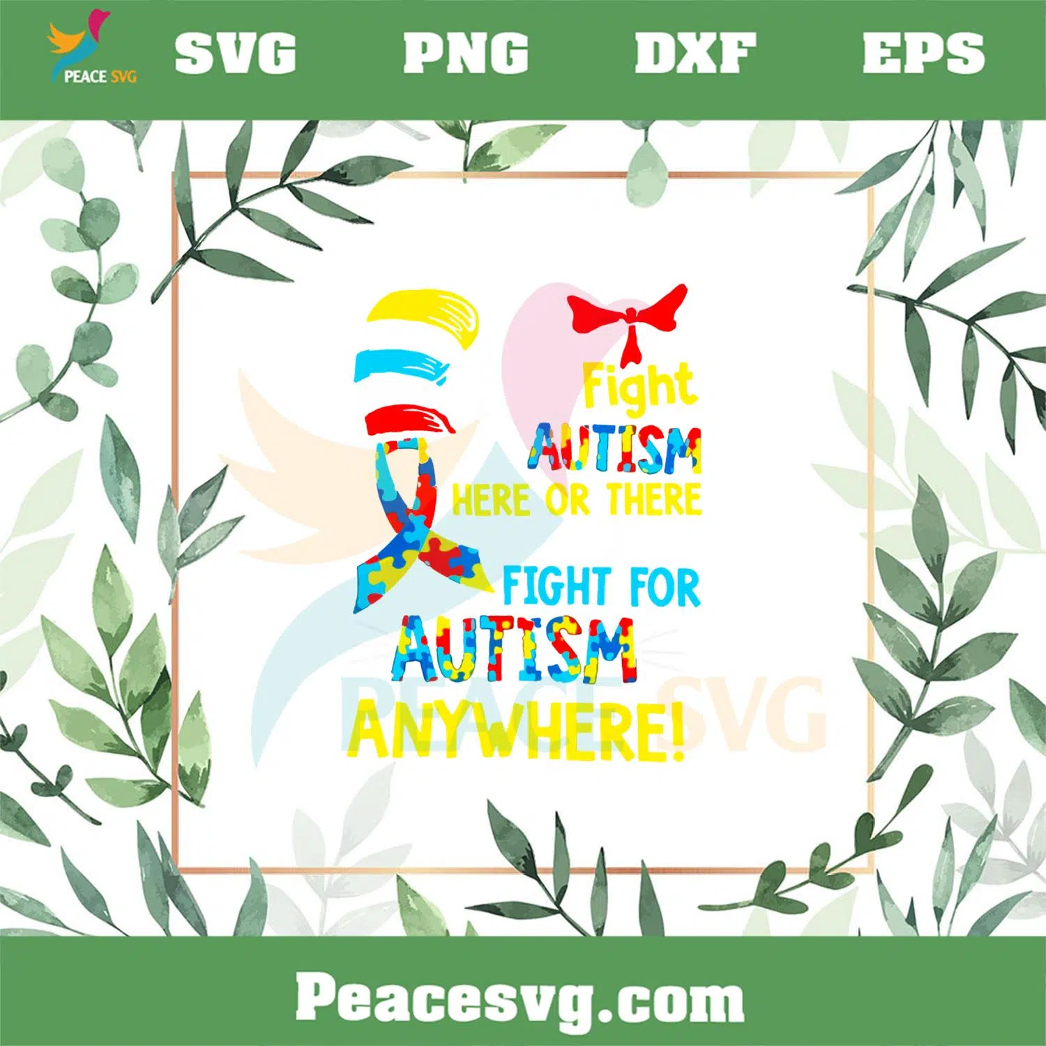 Dr Seuss I Will Fight For Autism Cat In The Hat Autism Awareness Svg Cutting Files