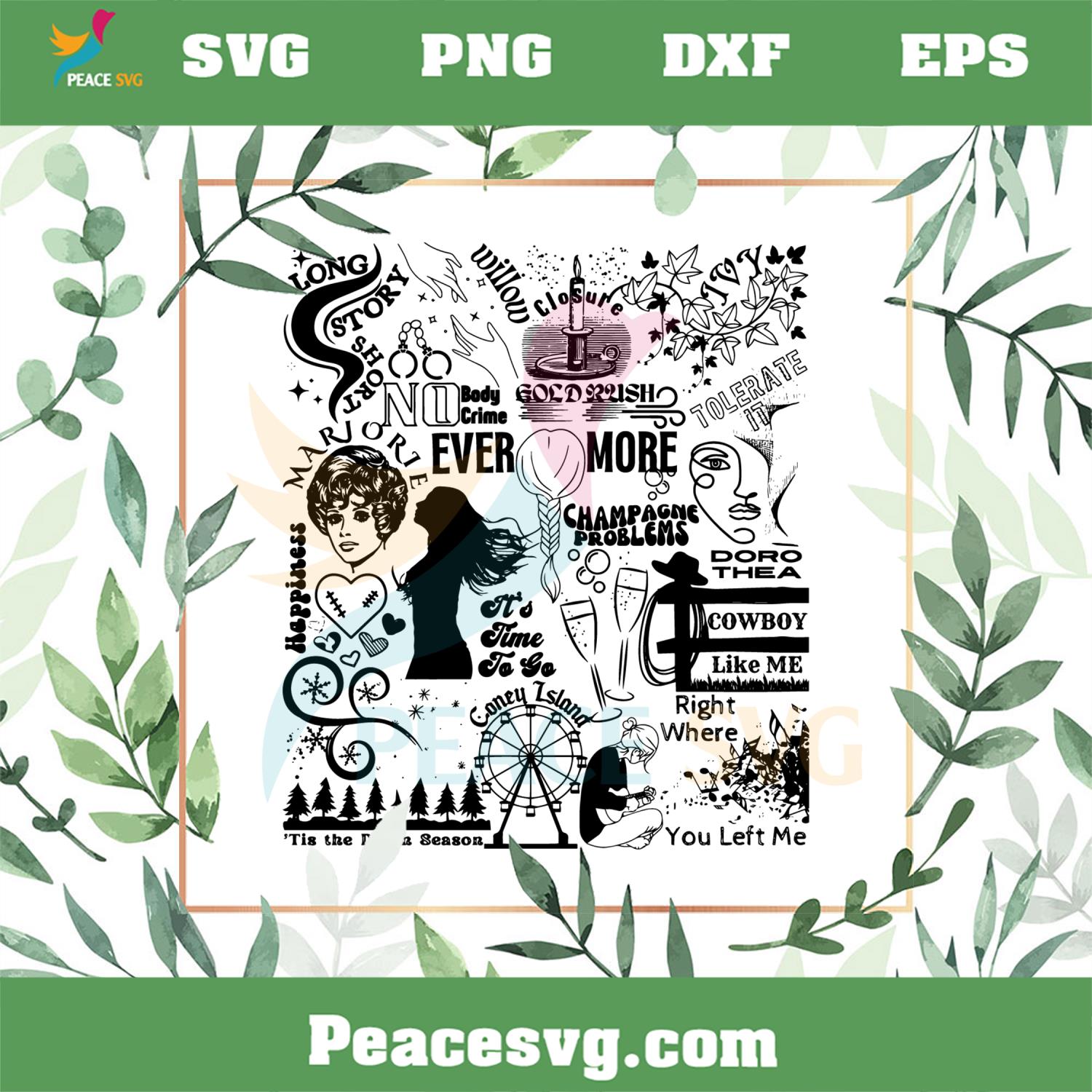 Evermore Track List Taylor Swift Song SVG Graphic Designs Files