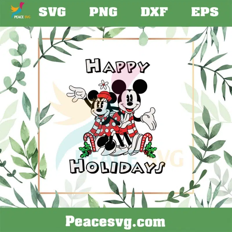 Disney Mickey And Minnie Mouse Happy Holidays Christmas Svg Cutting Files