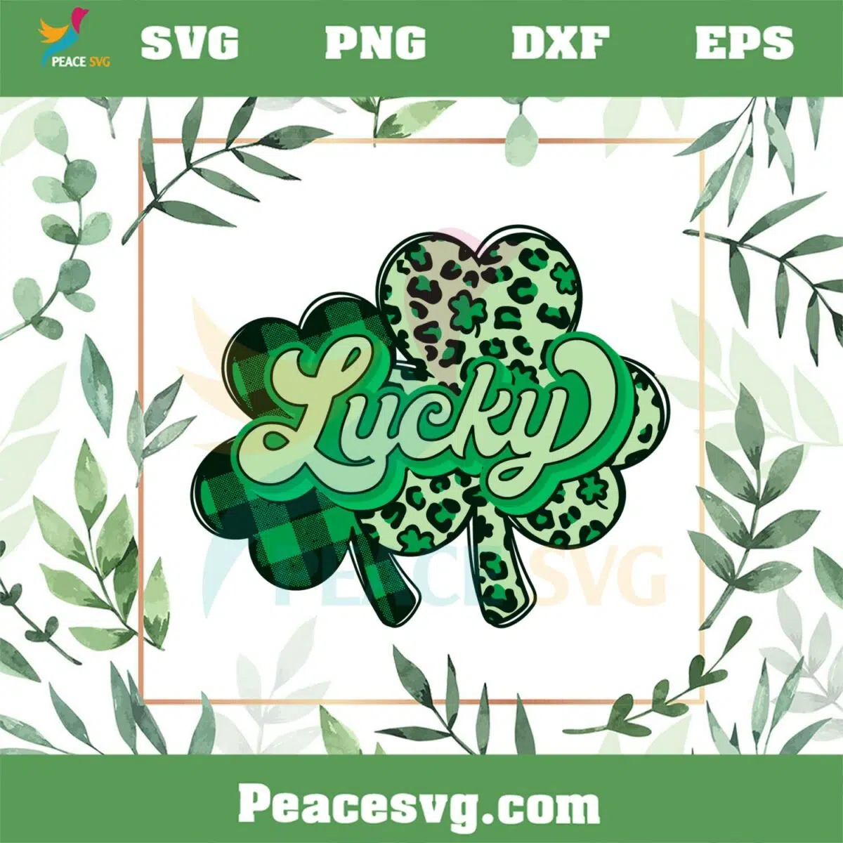 Lucky Shamrock Leopard Buffalo Plaid SVG Graphic Designs Files