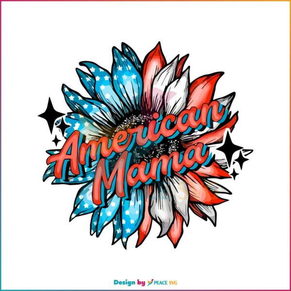 American Mama Sunflower American Flag Svg Cutting Files