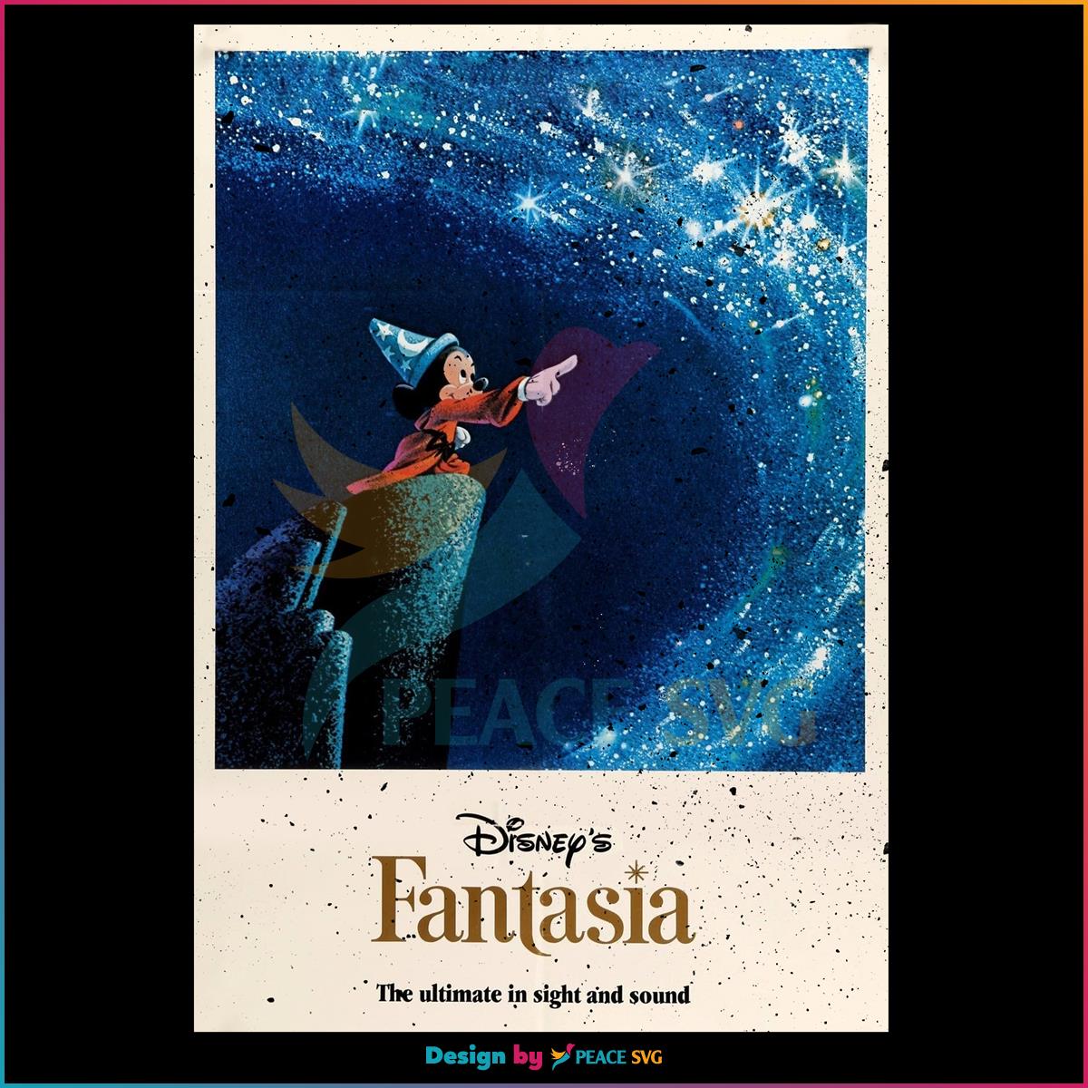 Mickey Mouse Fantasia Retro Poster Png