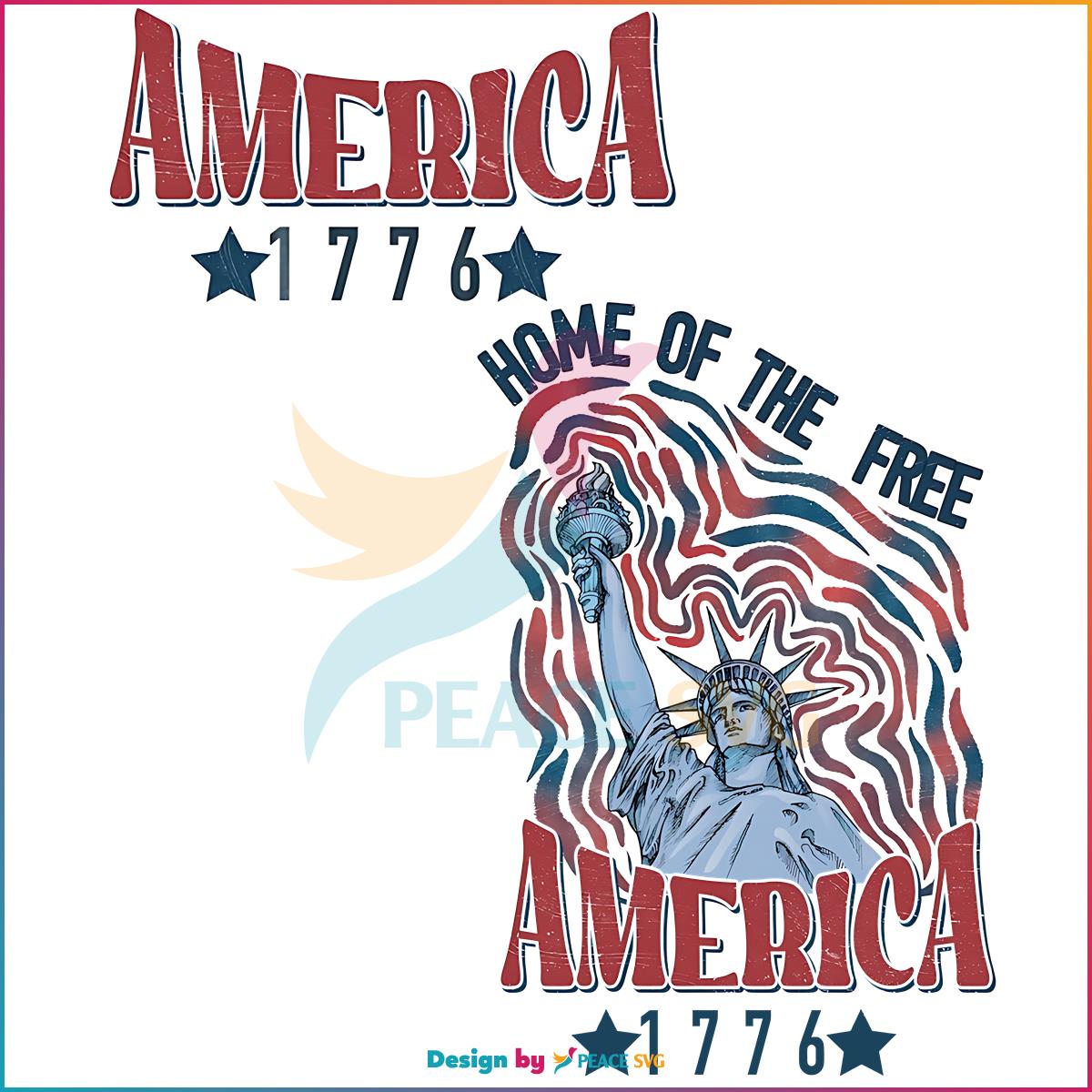 Retro 4th Of July Home Of The Free America 1776 PNG