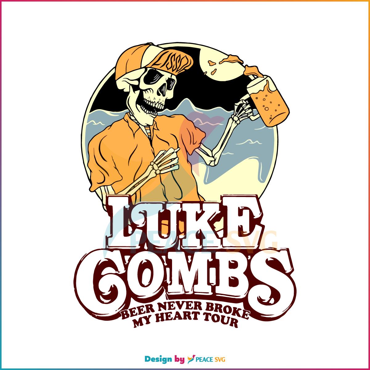 Luke Comb Beer Never Broke My Heart SVG, Funny Luke Combs Skeleton SVG