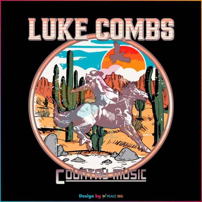 Vintage Retro Western Cowboy Country Music Luke Combs Fans SVG Instant ...