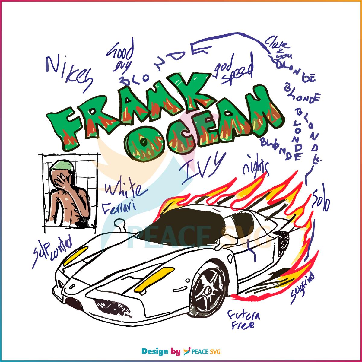 Frank Ocean Blond Art White Ferrari Svg, Graphic Designs Files