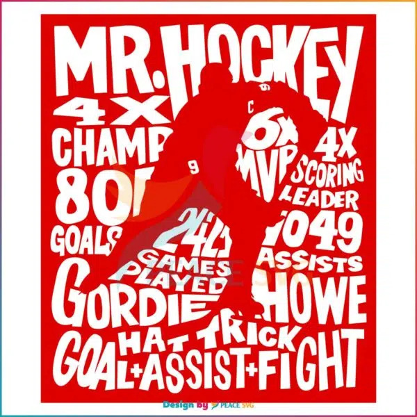 Gordie Howe Word Art Mr Hockey SVG, Graphic Designs Files