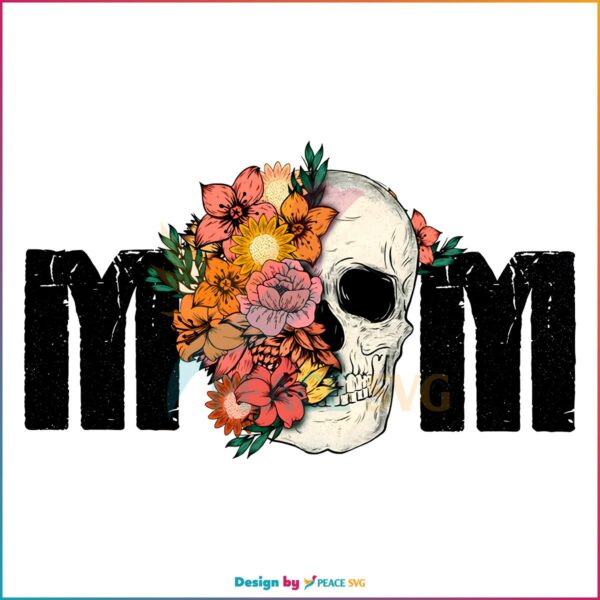 Floral Mom Skull Funny Mother's Day Png