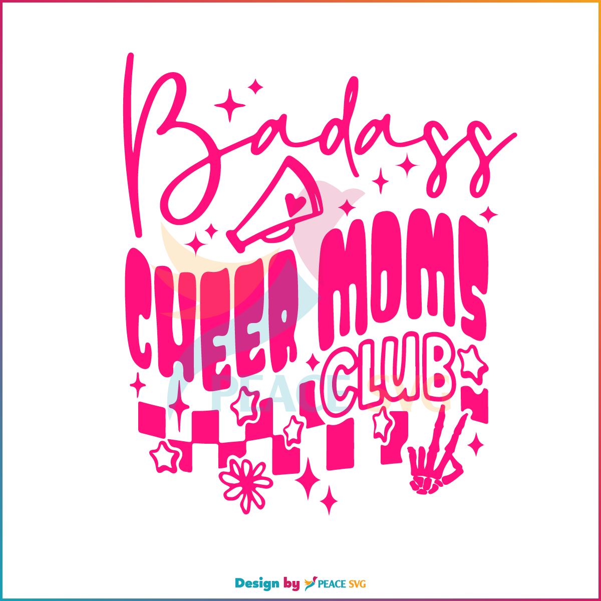 Badass Cheer Moms Club Retro Groovy Cheer Mom Svg, Cutting Files