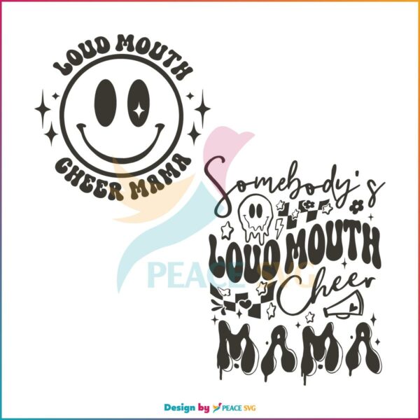 Somebodys Loud Mouth Cheer Mama SVG, Retro Groovy Cheer Mom SVG