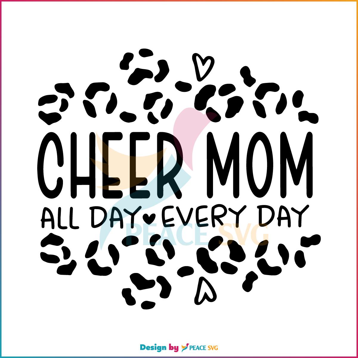 Leopard Cheer Mom All Day Every Day SVG, Graphic Designs Files