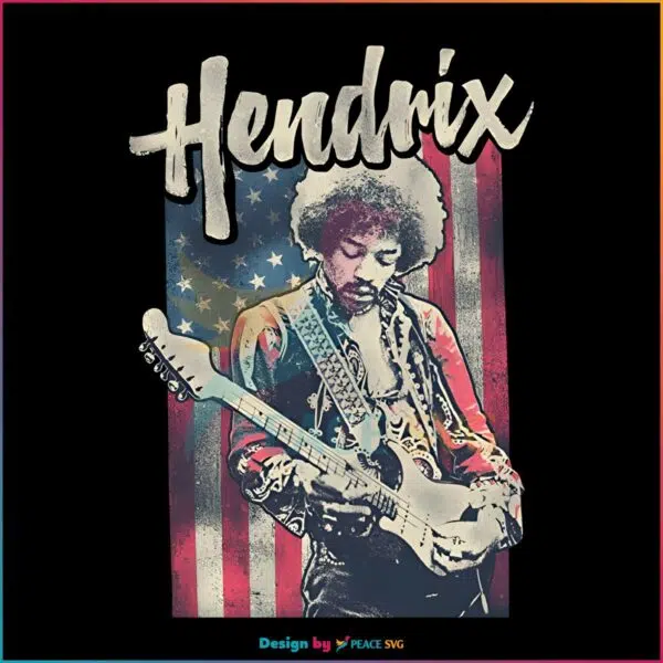 Jimi Hendrix Vintage American Guitarist Png, Sublimation Design