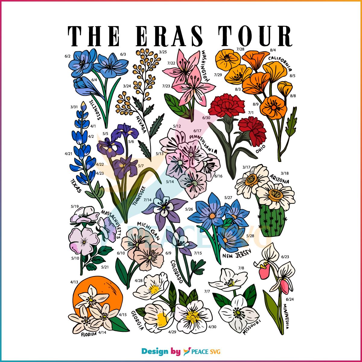 The Eras Tour State Flowers Taylor Swift Eras tour 2023 SVG
