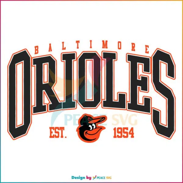 Vintage Baltimore Oriole Est 1954 Baseball SVG