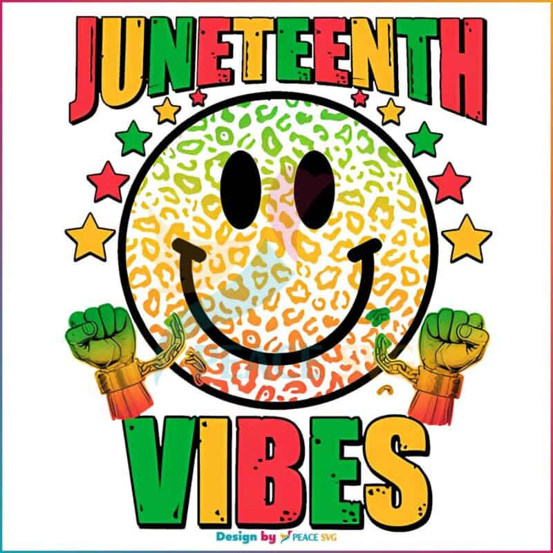Juneteenth Vibes Retro Smile Face SVG