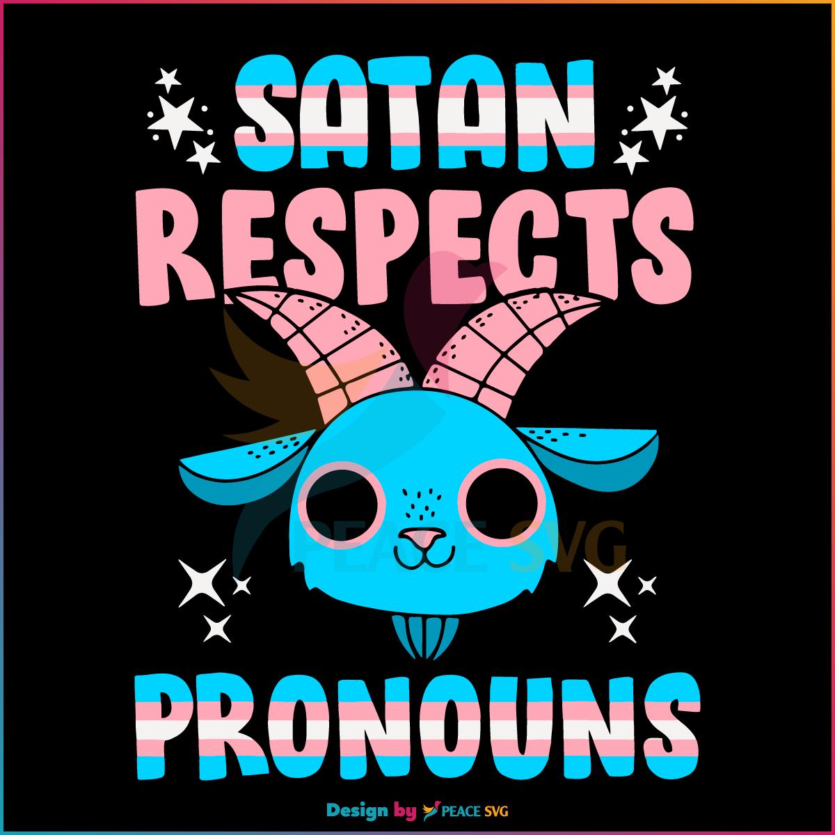 Satan Respects Pronouns Transgender Pentagram Trans Flag SVG