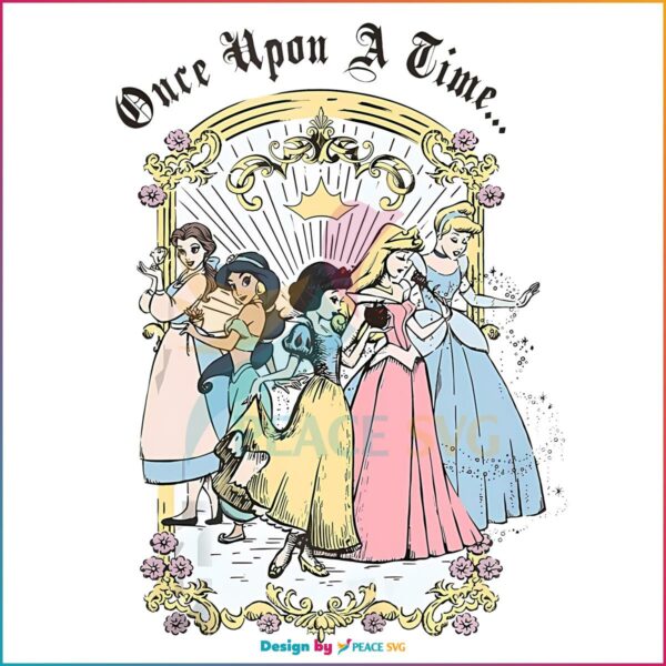 Disney Princesses Once Upon A Time Vintage Cartoon PNG