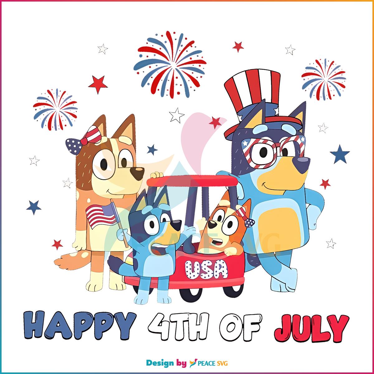 Party In The USA Bluey Family 4th Of July PNG
