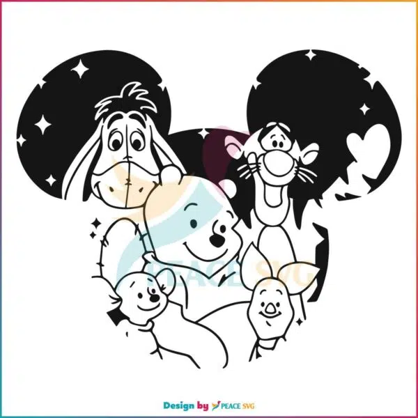 Disney Winnie The Pooh And Friend Mickey Ear Svg