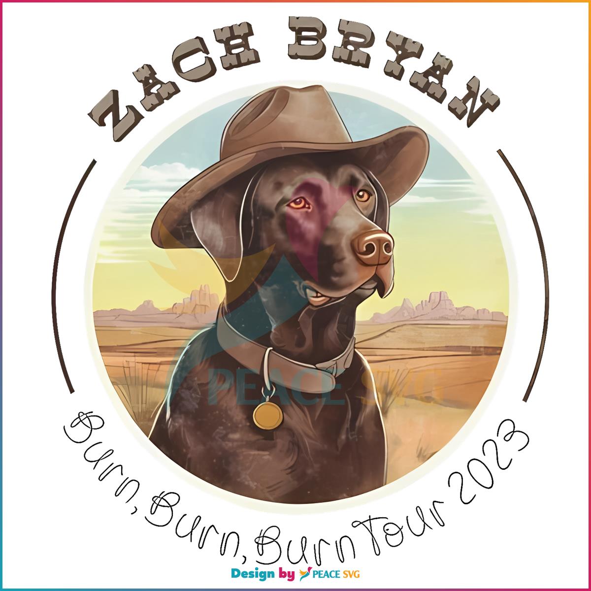 Zach Bryan Burn Burn Burn Tour Western Cowboy Dog PNG