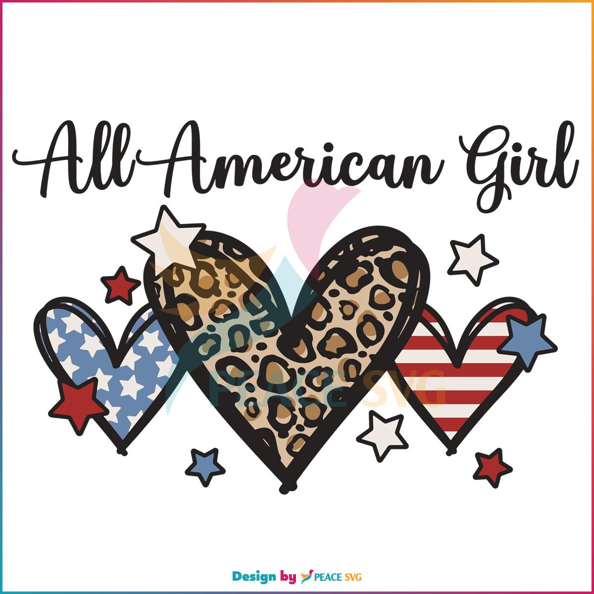 All American Girl Leopard Heart SVG