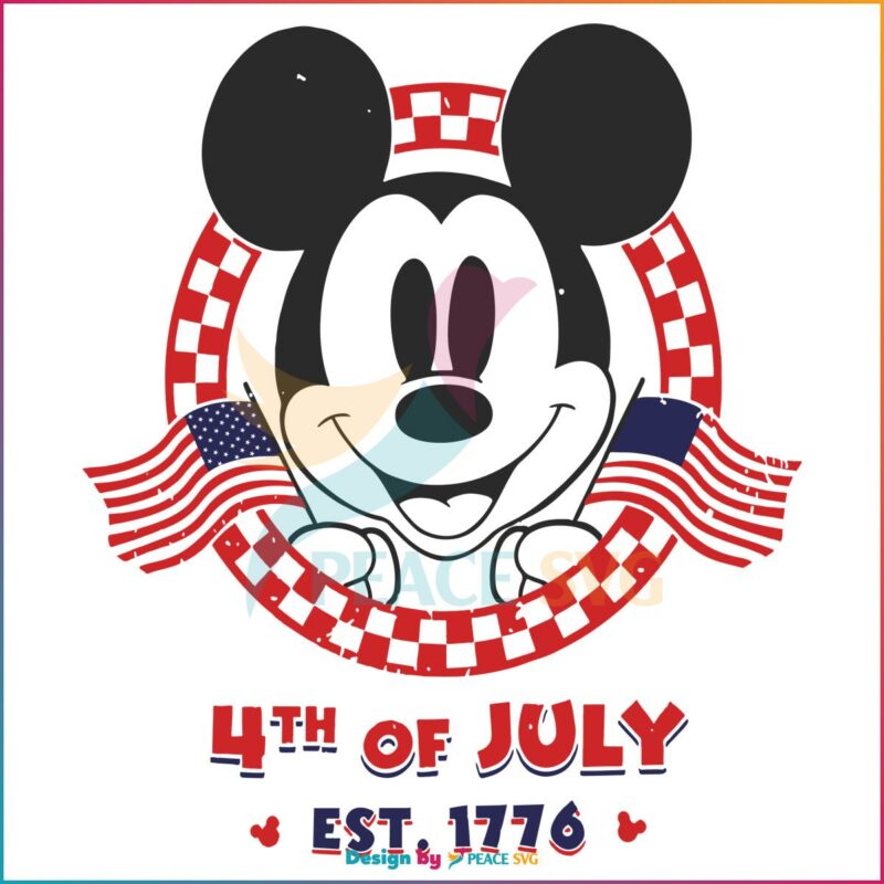 Vintage Disney 4th Of July Retro Mickey Head Svg