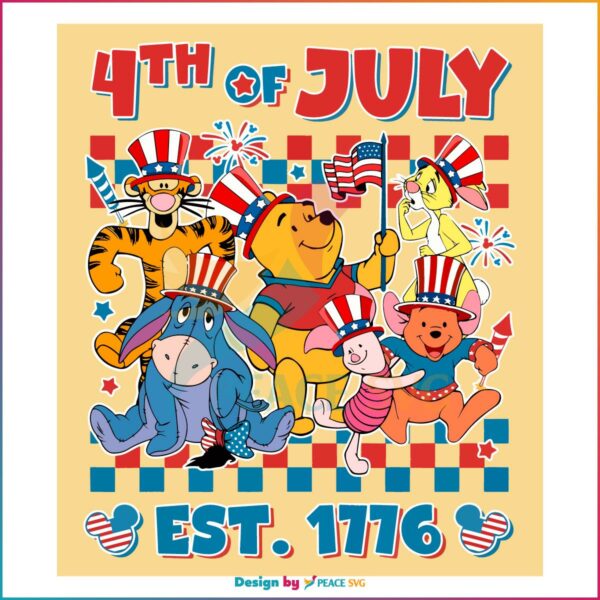 Disney 4th Of July Retro Mickey And Friends Checkered Svg