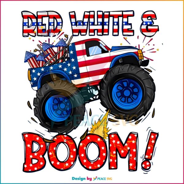 Happy 4th Of July Red White Boom Stars And Stripes US Flag PNG