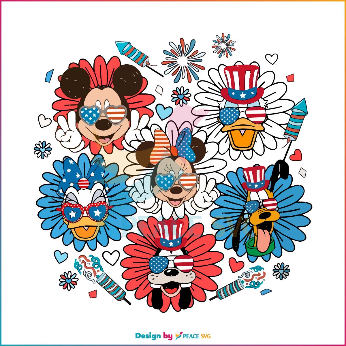Disney 4th Of July Sunflower Mickey And Friends SVG
