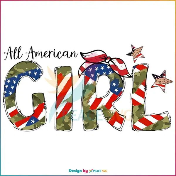 All American Girl American Flag Funny PNG