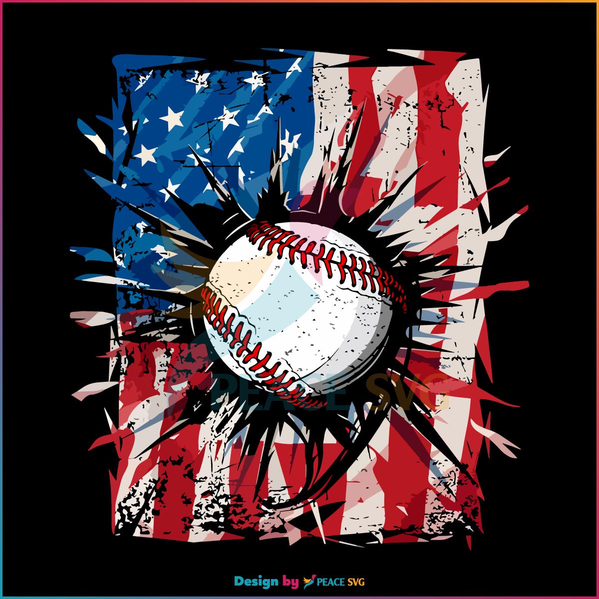 4th Of July USA Flag Baseball Lover PNG