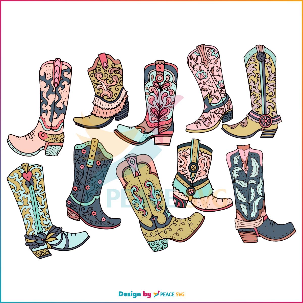 Retro Vintage Western Cowgirl Boots Country Music SVG