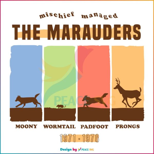 The Marauders Band Moony Wormtail Padfoot And Prongs Svg