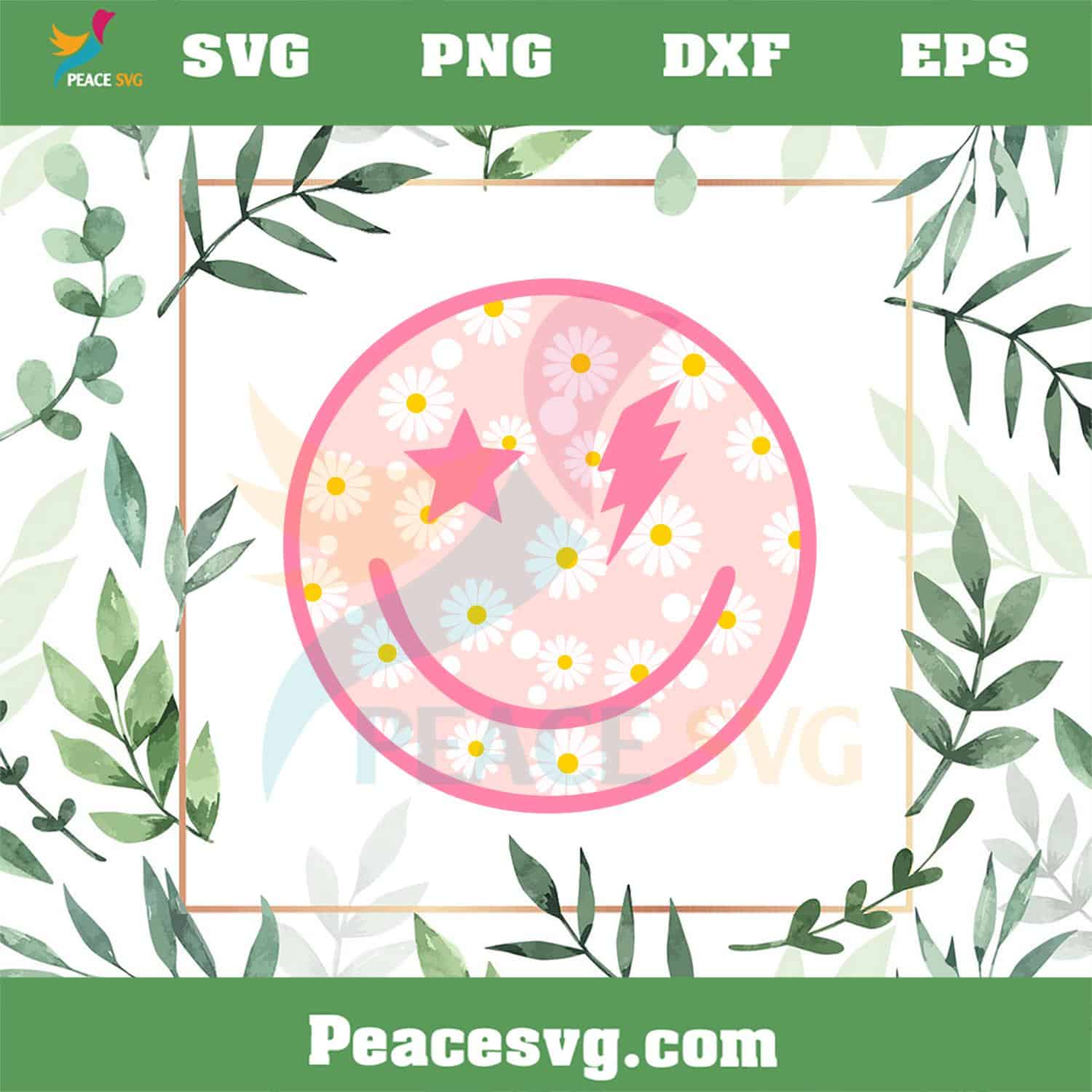 Pink Daisy Smiley Face Svg Files For Cricut Sublimation Files