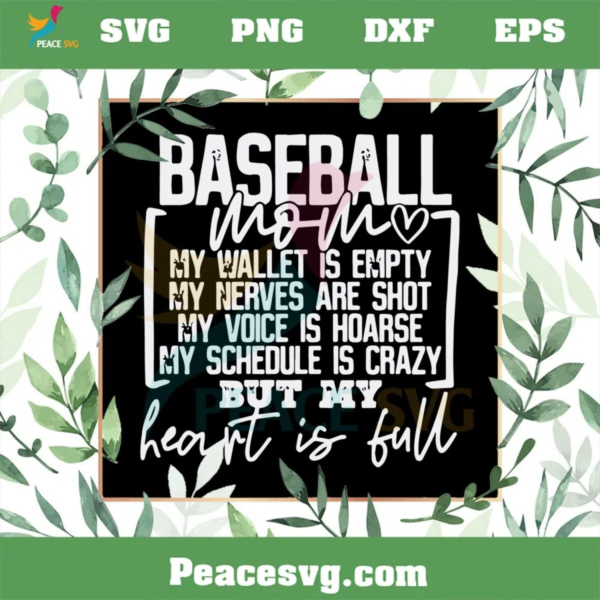 Baseball Mom Heart Is Full SVG Files for Cricut Sublimation Files