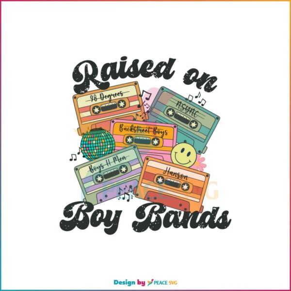 Raised on Boy Bands Music 90s SVG Music Vintage Cassette SVG