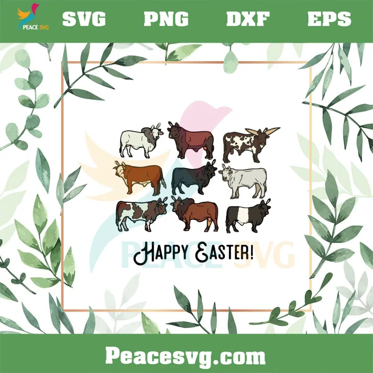 Happy Easter Western Cow Bunny Ear Svg Graphic Designs Files