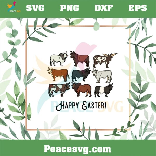 Happy Easter Western Cow Bunny Ear Svg Graphic Designs Files