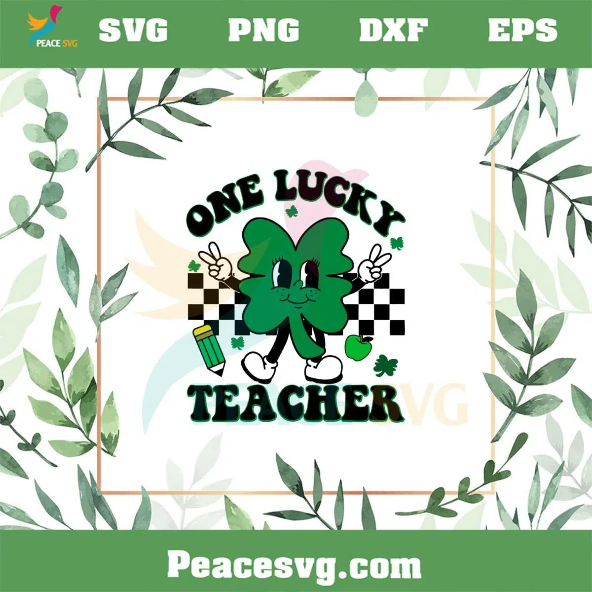 One Lucky Teacher Groovy Retro Teacher St Patrick’s Day SVG Cutting Files