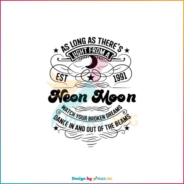 Neon Moon Retro Western Country Music SVG Cutting Files