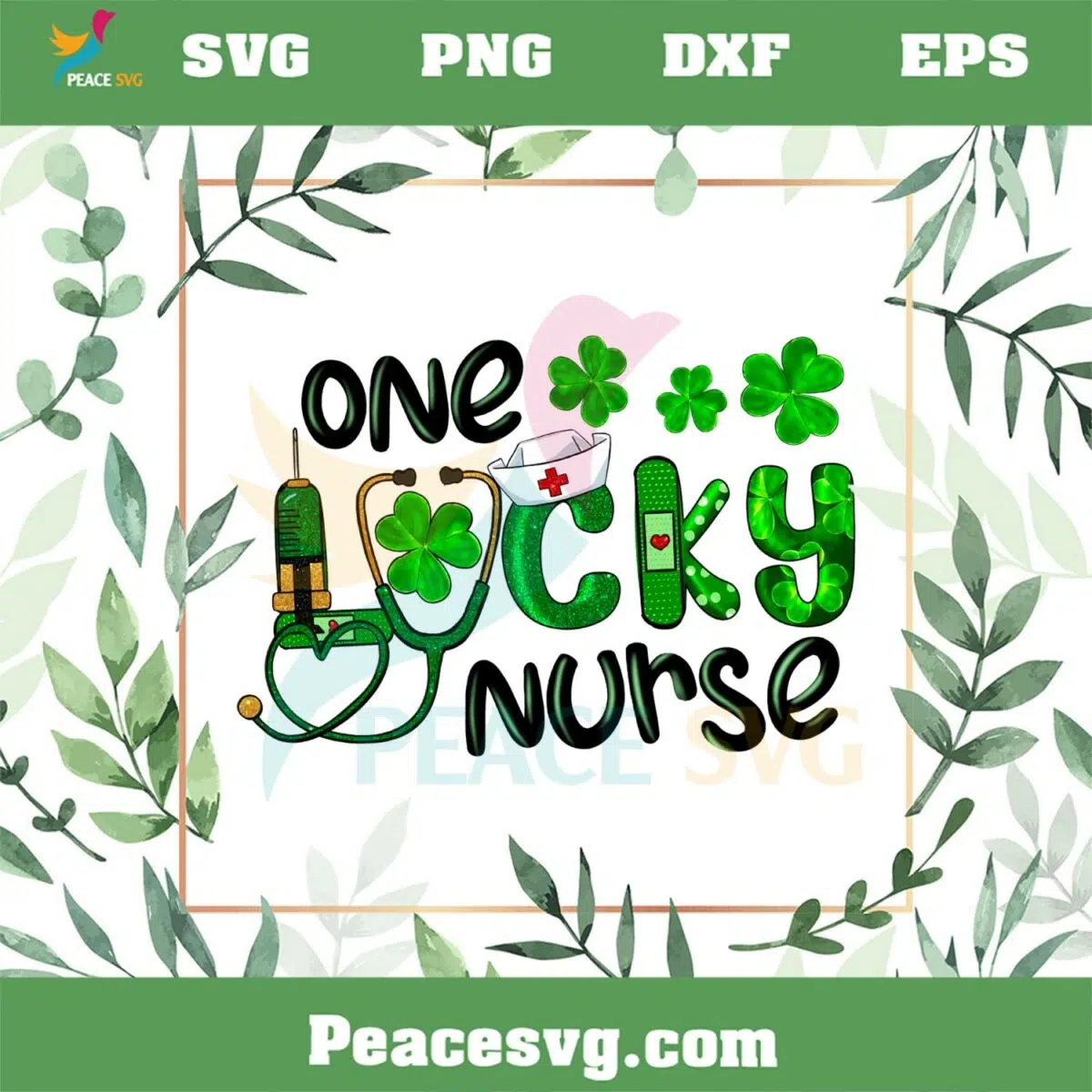 One Lucky Nurse Shamrock St Patrick’s Day PNG Nurse PNG Sublimation Files