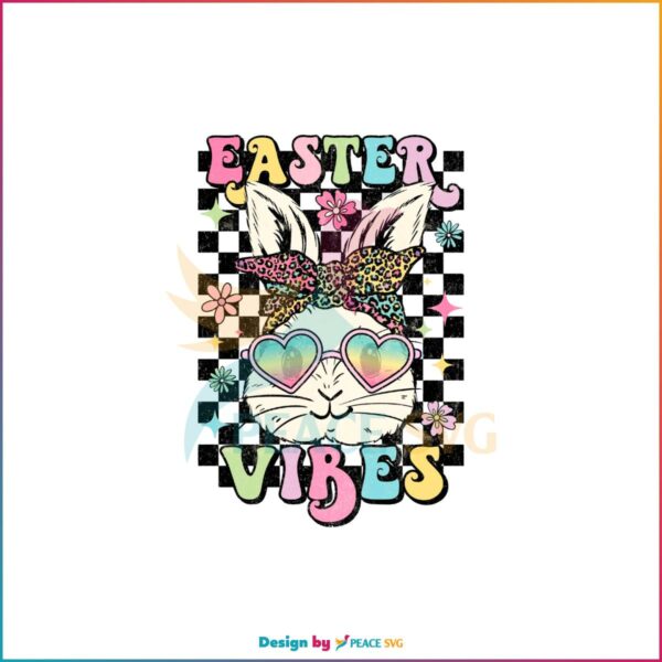 Easter Vibes Retro Bunny Leopard Bow PNG Sublimation Designs